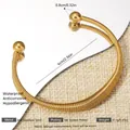 Exaggerated 18k gold plated stainless steel open bangle with spring design for women - 0.8cm Ball Head Spring Open Bangle (117) / Gold