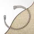 Silver twisted open bangle with round beads in polished stainless steel finish - 0.3cm Silver Round Head Twisted Open Bangle (112) / Silver