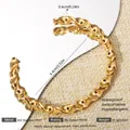 18K gold plated 304 stainless steel twisted open bangle with 0.6cm width - Geometric C-Shape Style (127) / 0.6cm / Gold