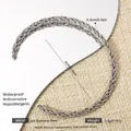 Adjustable silver 304 stainless steel woven bangle bracelet for women with 6cm diameter - C-Shape Style (110) / 0.4cm / Silver