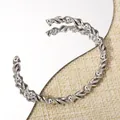 Adjustable silver twisted rope open cuff bracelet in durable polished stainless steel - Geometric C-Shape Style (126) / 0.5cm / Silver