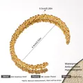 Adjustable 18K gold plated stainless steel open bangle with woven texture design - Geometric C-Shape Style (129) / 0.5cm / Gold