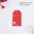 Set of 50 red Christmas gift tags featuring Santa and festive patterns for cupcake boxes - Printed On 350g Cardstock; 50 Red Hang Tags
