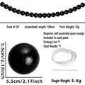 Black 5.5cm DIY pearl bead kit with 20 pieces including fish line and metal needle - Small / Black Pearl