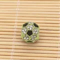 Soccer ball bead charm in neon green with crystal rhinestones for DIY bracelets - Soccer with Rhinestones (Gold/Neon Green)