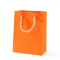 Minimalist rectangular orange paper gift bag with golden braided rope handles - Orange Handbag / Medium