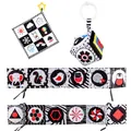 High contrast black white red sensory cloth book set for newborn baby visual training - Sensory Cloth Stroller Pendant Bed Bumper Set