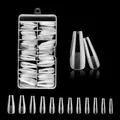 Clear matte coffin nail tips set with 10 sizes in transparent storage box - OBS-02 / 120 Pieces Per Pp Box