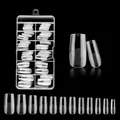 Transparent coffin shape nail tips set in a clear storage box with 10 different sizes - OBS-04 / 120 Pieces Per Pp Box