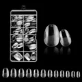 Short oval clear false nail tips set with sizes 0-11 in a 12-slot storage box - Short Oval Style (OBS-01)