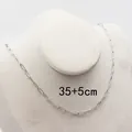 Silver stainless steel paperclip chain necklace for women, size 35cm with 5cm extension - 3mm Round Paperclip Chain