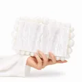 Elegant white marble acrylic evening clutch bag with pearl accents for wedding and gala - White