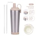 Silberner 830ml Edelstahlbecher mit Keramikbeschichtung, Boba-Strohhalm und Magnetgriff - 830ml / Silber G