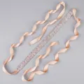 Hand-stitched silver crystal bridal belt with champagne satin ribbon for wedding dresses - Pink