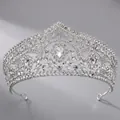 Corona da sposa argentata con cristalli e grande pietra centrale a forma di goccia - Argento / Zirconia Bianca