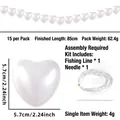 DIY pearl white heart bead set with 15 pieces of 5.7cm pendants for wedding decor - White - Heart Style