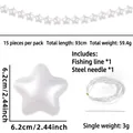 Pearly white star garland set with 15 stars and hanging fishing line for party decor - White-Star Rivet