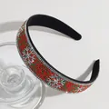 Christmas thin headband with red green and silver beads for festive holiday hair accessories - Beaded Red Snowflake