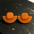 2605132 Orange Geometric Semi-circle Patchwork Earrings