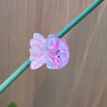 Pink translucent jellyfish hair clip with a cute smiley face and pearlescent finish - Jellyfish