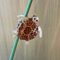 Colorful sea turtle hair claw clip with tortoise shell pattern and pearl white finish - Turtle Style 2