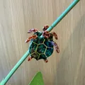Green tortoise claw clip with gold honeycomb patterns and artistic shell texture - Turtle Style 4