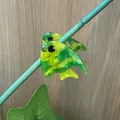 Pair of tropical fish hair clips in green and yellow striped resin with fine glitter - Green Fish