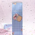 Blue milk box pencil case with cute cartoon pig design and light blue checkered pattern - Don't Want to Get Up