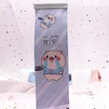 Vertical lavender milk box pencil case featuring a cute sad pig cartoon and soft design - Poor