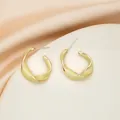 Twisted gold hoop earrings with light green marble resin and elegant vintage style - Twisted Ring Marble Texture Drop Earrings (E3818-1) / Light Yellow Green