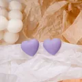 Elegant matte purple heart earrings with vintage style and refined aesthetic design - Purple 3D Matte Heart Earrings (E5008-4) / Purple