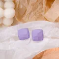 Elegant geometric square stud earrings in light purple with a matte textured finish - Light Purple Textured Geometric Square Stud Earrings (E5008-7) / Light Purple
