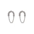 Elegant drop earrings with silver metal frame and sparkling crystal star embellishments - Gorgeous Square Chain Oval Rhinestone Earrings (E3385) / Silver