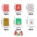 Christmas gift bag set with varied sizes including Santa and reindeer drawstring designs - Assorted Patterns Set 13