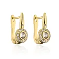 Elegante 18K vergoldete Creolen mit runden Zirkoniasteinen und glänzendem Finish - Creolen-Verschluss-Stil / Grüner Zirkonia
