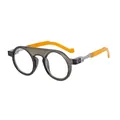 Occhiali da sole tondi grigi con stanghette arancioni vivaci e doppio ponte fashion - C8 Bianco Grigiastro Traslucido Opaco