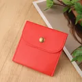 Litchi pattern red leather jewelry pouch with golden snap button and neat stitching - PU Leather Snap Bag / 8*8cm / Red