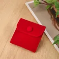 Red velvet jewelry pouch with snap button closure for necklaces and earrings storage - Velvet Snap Bag / 7*7cm / Red