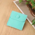 Mint green velvet snap button jewelry pouch for necklaces and rings on wooden background - Velvet Clasp Bag / 7*7cm / Green