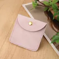 Pink velvet jewelry pouch with golden snap button for rings and earrings - Lis Velvet Snap Bag / 8*8cm / Pink