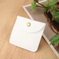 Elegant white velvet jewelry pouch with golden snap button and premium stitching - Lis Velvet Snap Bag / 8*8cm / White