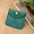 Dark green velvet jewelry pouch with golden snap button for necklaces and rings - Lis Velvet Snap Bag / 8*8cm / Teal