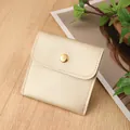 Champagne gold velvet jewelry pouch with snap button and litchi texture finish - PU Leather Snap Bag / 8*8cm / Gold