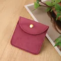 Microfiber jewelry pouch with gold snap button closure in elegant burgundy finish - Lis Velvet Snap Bag / 8*8cm / Burgundy