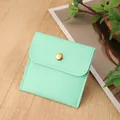 Mint green small velvet jewelry pouch with golden snap button and minimalist square design - PU Leather Snap Bag / 8*8cm / Mint Green