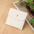 White lychee leather jewelry pouch with gold metal snap button closure for accessories - Lychee Pattern Snap Bag / 8*8cm / Off White