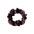 Elegant dark brown satin scrunchie with high elasticity and premium silk-like texture - Medium / Dark Coffee
