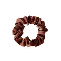 Elegant dark brown satin scrunchie with a glossy silk-like finish for daily hair styling - Medium / Red Brown