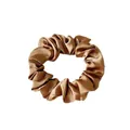 Champagne gold satin scrunchie with silky metallic texture for elegant hair styling - Medium / Brown