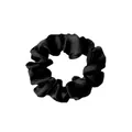 Classic black satin scrunchie with silky texture and flexible elastic design - Medium / Black